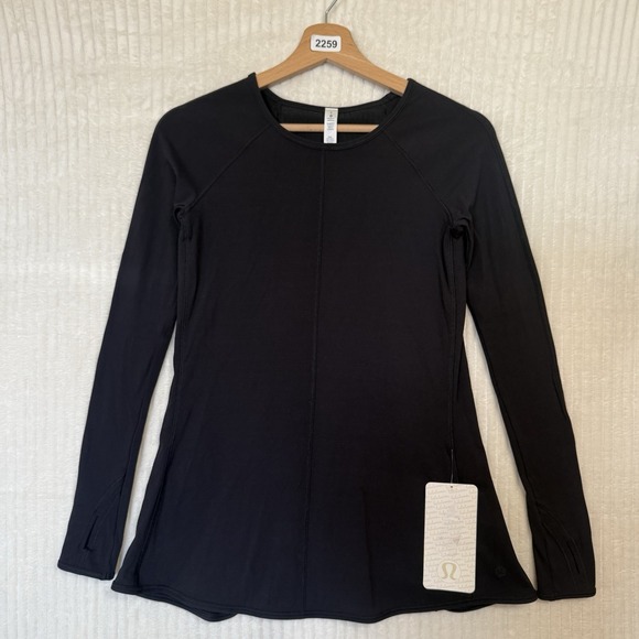 Lululemon Making Moves Long Sleeve Top Size 2 Black Pleated Back Rulu NWT - Picture 1 of 13